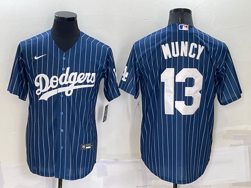 Men's Navy Los Angeles Dodgers #13 Max Muncy Cool Base Stitched Baseball Jersey